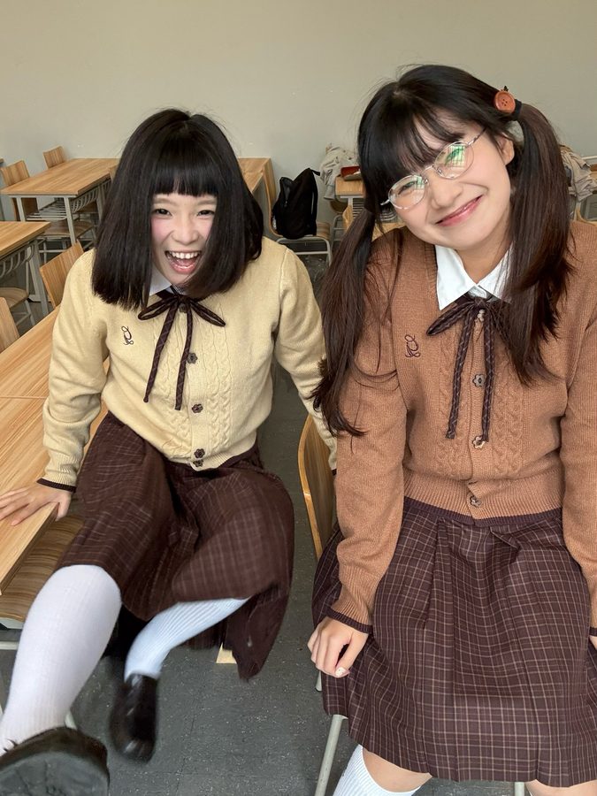 【巧遇栗】 JK制服校供感毛衣格裙棕色